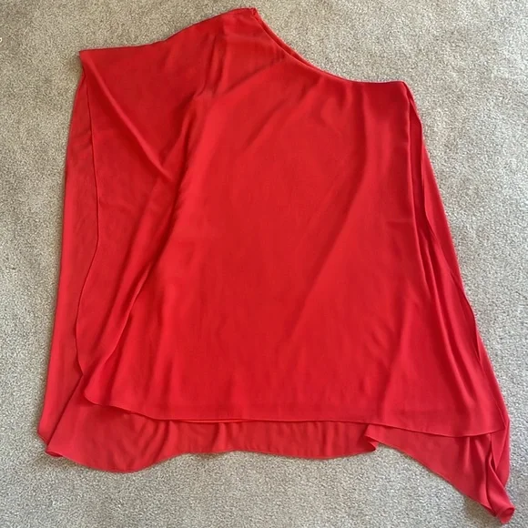 BCBGMAXAZRIA Alana One-Shoulder Bright Red Flowy Dress Sz S - Picture 4 of 5